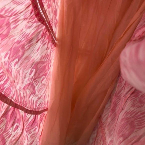 La Plage Breakers Maxi Skirt in Ikat Corals on‎ Gold Lurex size L summer boho - Picture 3 of 13